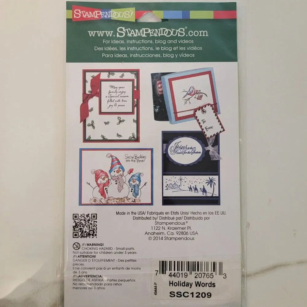 Stampendous HOLIDAY WORDS Clear Cling Stamp Set of 24 Christmas Joy Merry Wishes